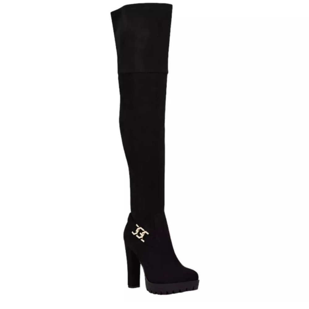 Guess Womens Tailia  Black Over-The-Knee Boots Shoes 6